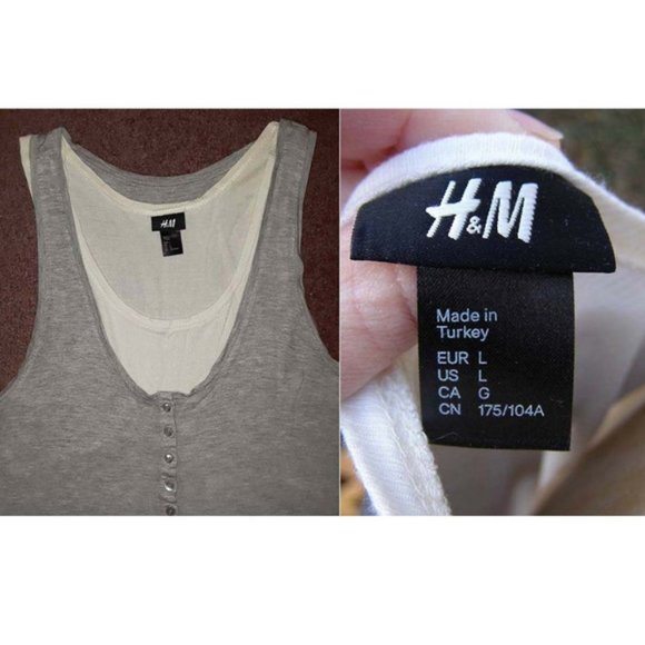 H&M Lagenlook draped Double Layer Tank dress sz L - Picture 8 of 13